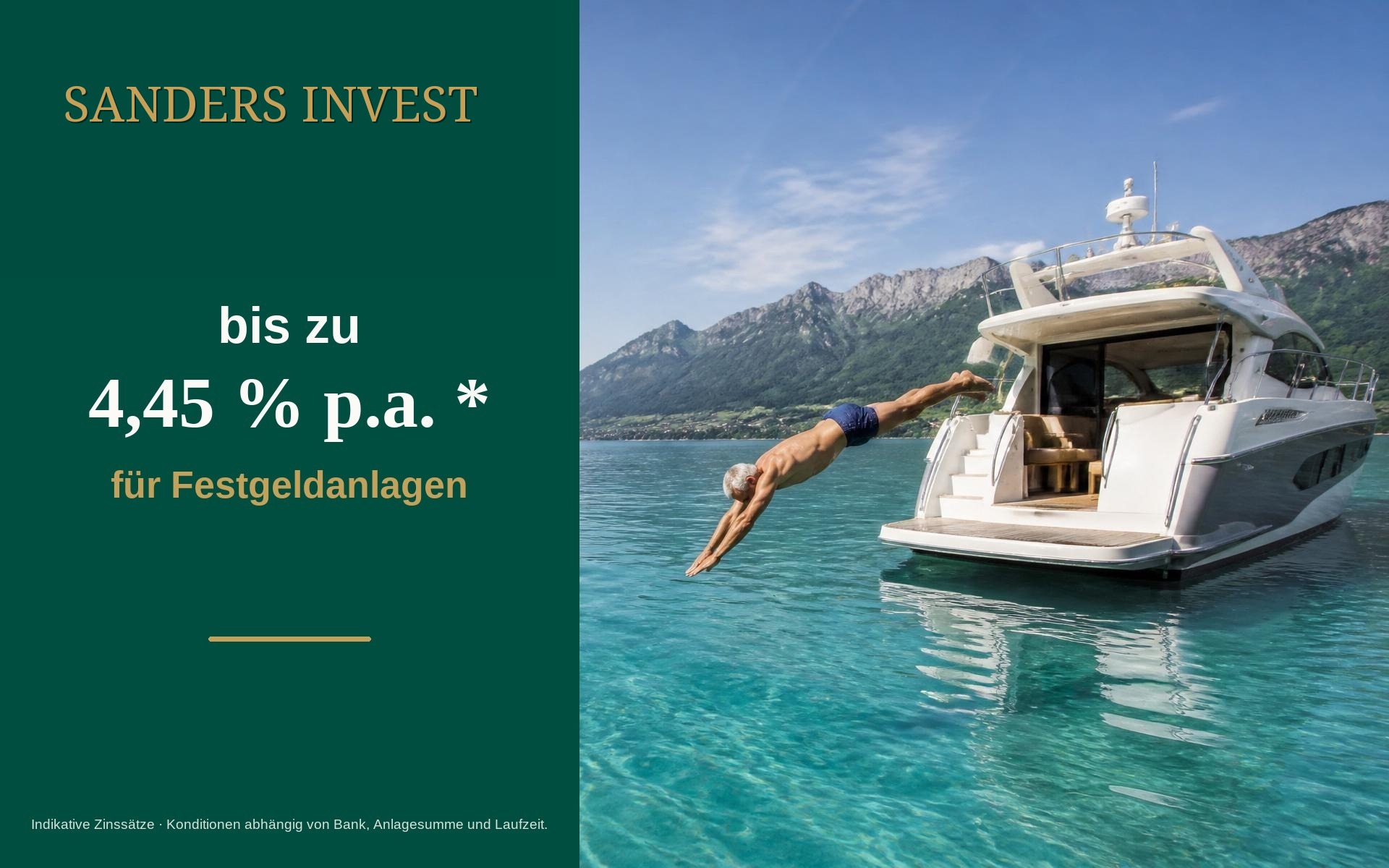 Mann springt von Yacht ins Meer — bis zu 4,45 % p.a. für Festgeldanlagen